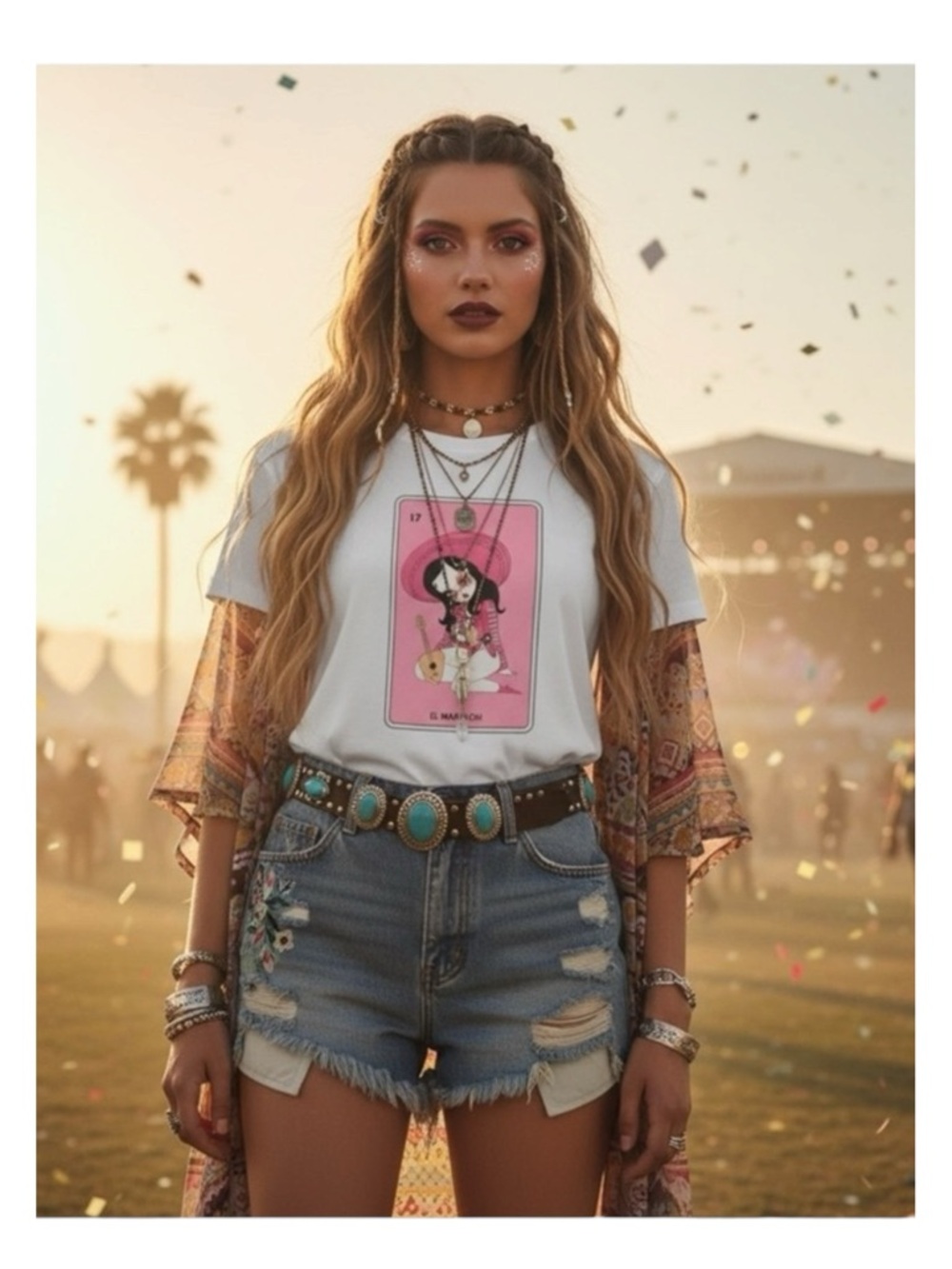 Deadstock: new Valfre ♫ Loteria El Mariachi Short Sleeve T Shirt ♫ White ♫ Small